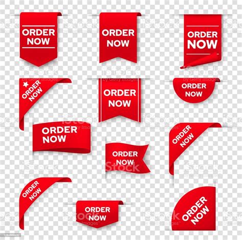 Order Now Red Ribbon Bookmark Or Banner Corner Stock Illustration