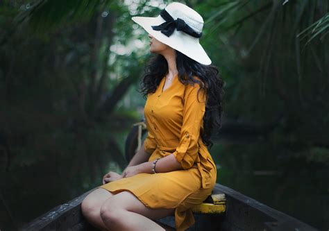 4767x3355 4767x3355 yellow free images woman yellow dress profile hat portrait lady in