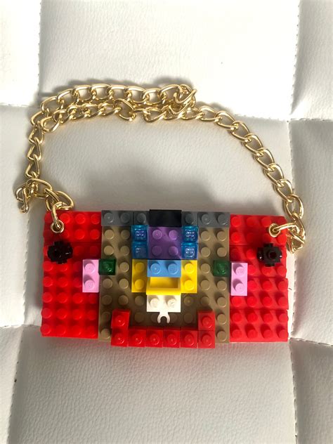 Lego Necklace Lego Brick Charm Statement Colourful Abstract Etsy