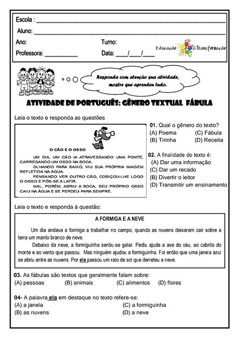 Gêneros textuais Atividades variadas de língua portuguesa para