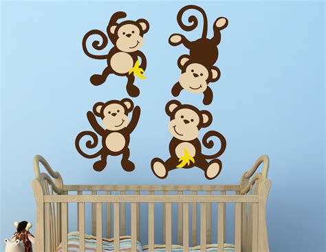 Monkey Decals Monkey Decal Swinging Monkey Decal Nursery Decor