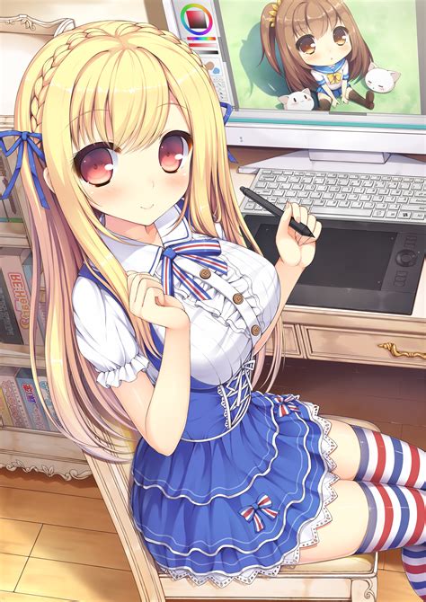 Original Characters Anime Anime Girls Artwork Desk Computer