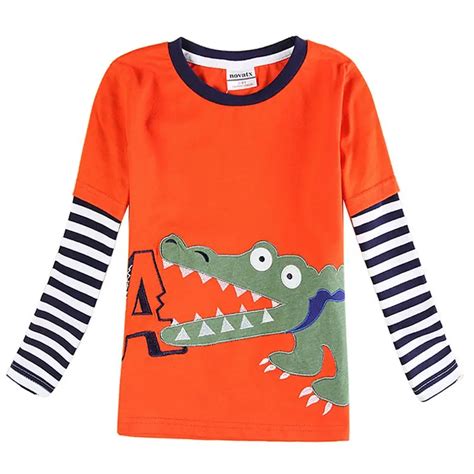 Boys T Shirt Children Clothing Crocodile Printed Nova Kids Clothes
