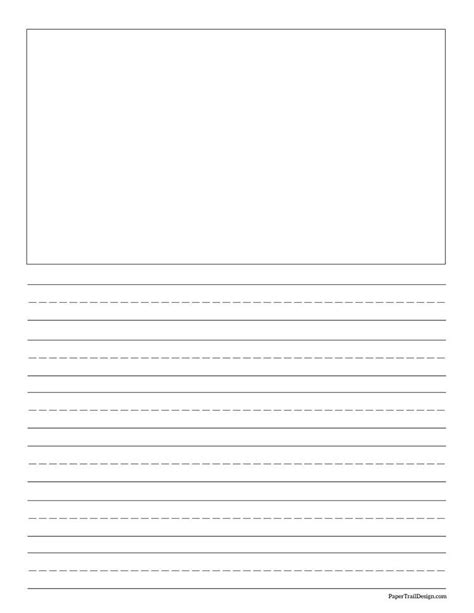 Free Printable Lined Writing Paper With Drawing Box Paper Trail
