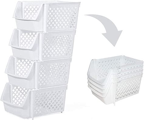 Skywin Plastic Stackable Storage Bins For Pantry