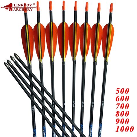 12pcs Archery Carbon Arrow Shafts 30 Inch Sf Spine 500 600 700 800 900