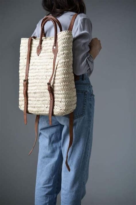 Handmade Straw Backpack French Basket Backpack Moroccan Etsy Straw