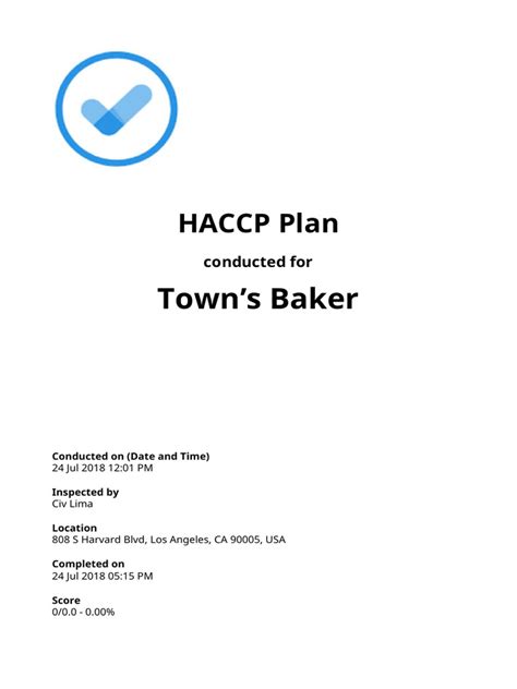 Haccp Plan Sample Iauditor Report Pdf Business Occupational
