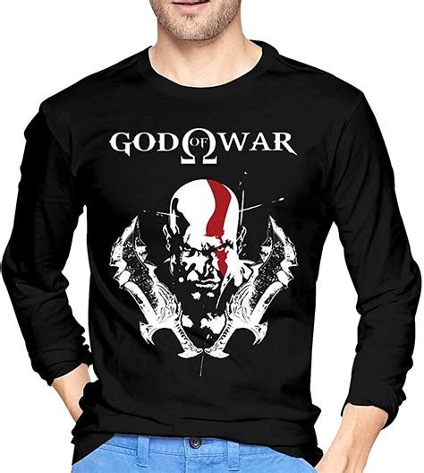 Mens God Of War Logo Crewneck Long Sleeve Tee Shirt Black Small
