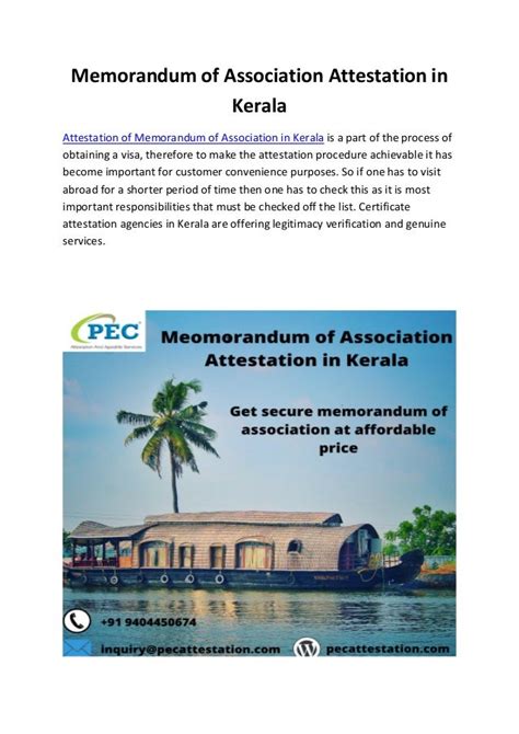 Memorandum Of Association Attestation In Kerala