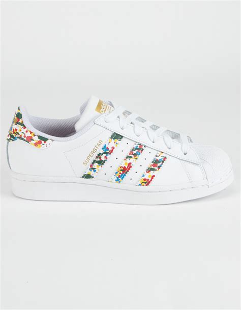 Adidas Superstar Floral Girls Shoes White Combo Tillys
