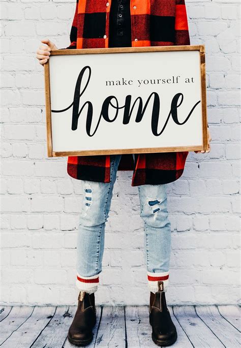 Make Yourself At Home | Farmhouse Style Wood Sign | Modern farmhouse living room decor, Living ...