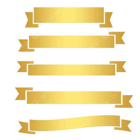 Set Of Ribbon Banner In Luxury Golden Style Ribbon Banner Golden Png