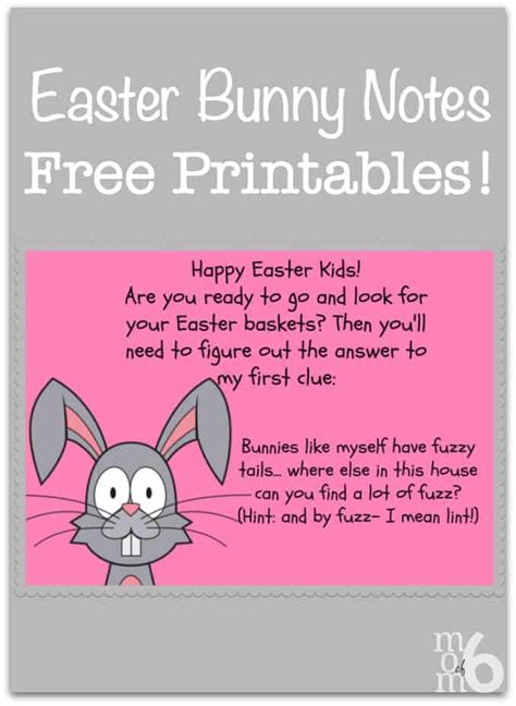Easter Bunny Note Free Printable Momof6