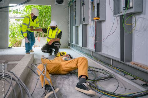 Electric Worker Suffered An Electric Shock Accident Unconscious Electrician Loses Consciousness