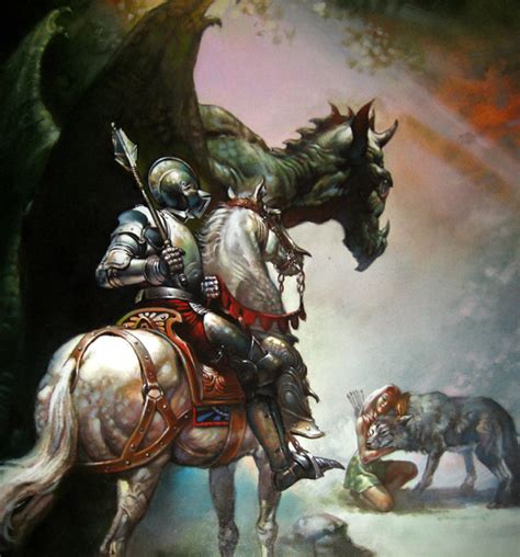 Boris Vallejo Dragon And The George Classic Original Oil Painting