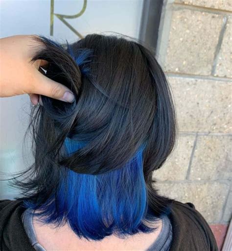 Dark Black And Blue Hair Short Look Short Blue Hair Dyed Hair Blue Blue Ombre Hair Hair Color
