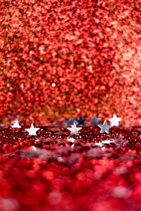 Red Glitter And Silver Star Abstract Background Perspective Spa Stock
