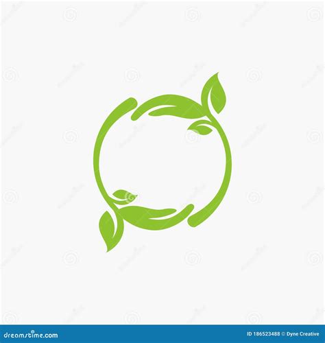 Green Leaf Circle Hand Logo Design Vector Bio Natural Leaves Icon