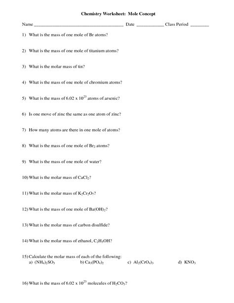 Best Images Of Mole Conversion Problems Worksheet Answers Mole Ratio