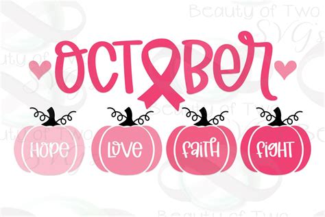 October Breast Cancer Awareness Svg Cut File And Png Pink Etsy