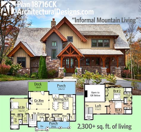 Plan 18716ck Informal Mountain Living House Plans Lake House Plans