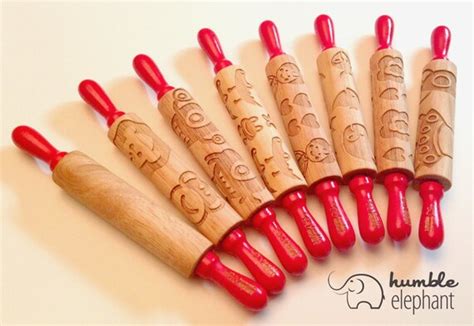 Choose 3 Kids Wooden Laser Cut Mini Rolling Pins For Play
