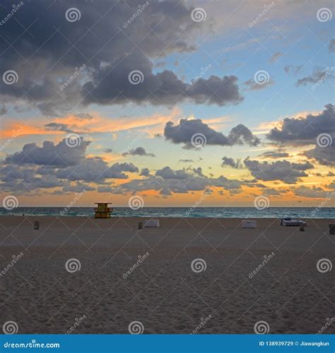 Sunrise At South Beach Miami Beach Fl Usa Stock Image Image Of