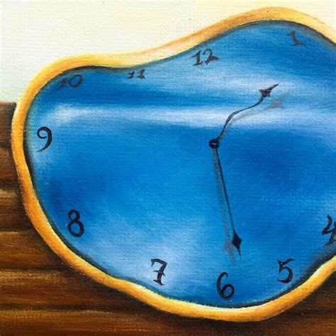Melting Clock Oil Painting Surrealism Mini Art Dali The Persistence