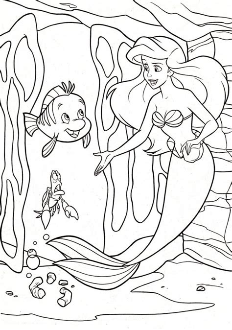 Ariel And Flounder Coloring Pages At Free Printable