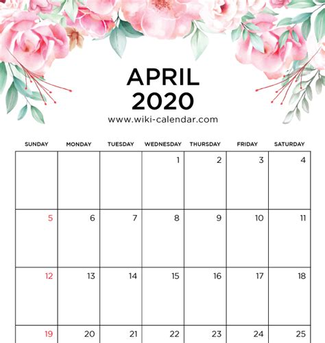 Wiki Calendar Free Printable April 2021 Calendar Yearmon