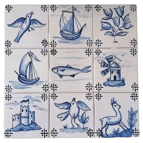 Portuguese Hand Painted Tiles In Pure Clay And Fine Ceramic For Sale At
