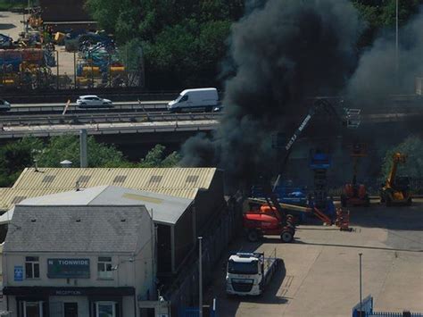 Smoke Billows Over M5 As Firefighters Battle West Bromwich Blaze