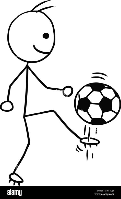 Cartoon Vector Stickman Soccer Football Player Kicking The Ball Shot
