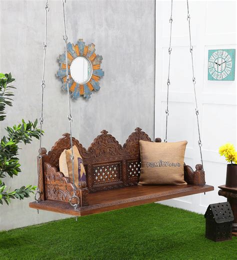 Buy Taksh Solid Wood Swing With Chain In Provincial Teak Finish Online