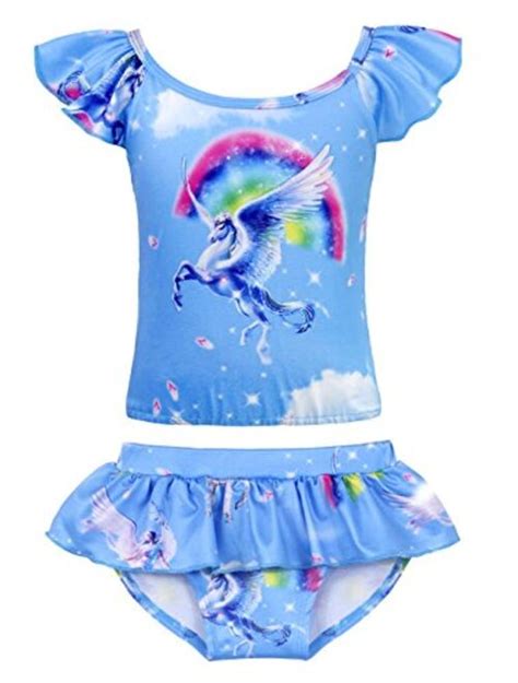 Buy Amzbarley Girls Unicorn Swimwear Swimsuit Kids Two Pieces Rainbow