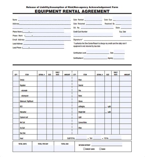 Free 15 Sample Equipment Rental Agreement Templates In Pdf Ms Word