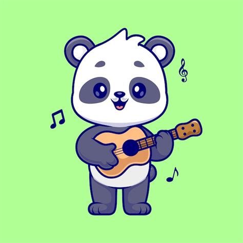 Free Vector Cute Panda Playing Guitar Cartoon Vector Icon