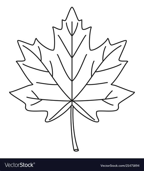 Line Art Black And White Maple Leaf Royalty Free Vector