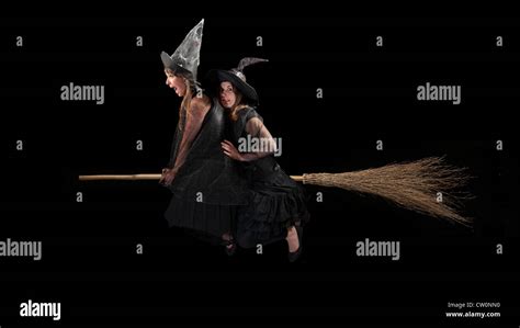 Flying Witch On Broom Isolated Hi Res Stock Photography And Images Alamy