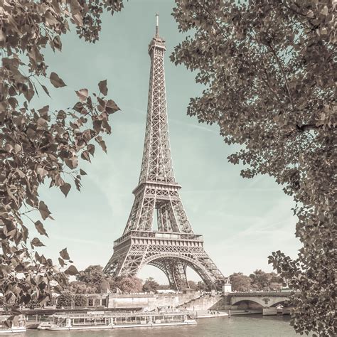 Paris Eiffel Tower And River Seine Urban Vintage Style Posters Art