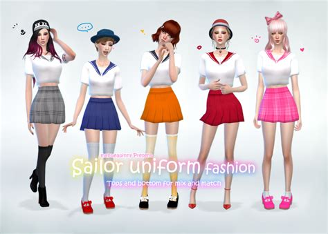 My Sims 4 Blog Sailor Uniform Top And Skirt By Manueapinny
