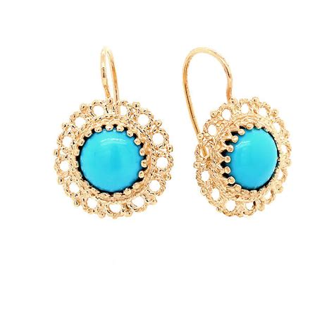Vintage Cabochon Turquoise Earrings OroSpot
