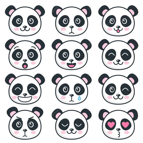 Premium Vector Cute Panda Faces With Different Emotions