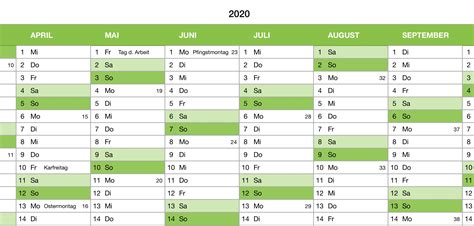 Kalender 2020 Jahresansicht Numbersvorlagende