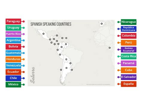 Mapa De Los Países Hispanohablantes Diagrama Etiquetado