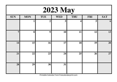 May 2023 Calendar Printable Pdf Blank Free Templates