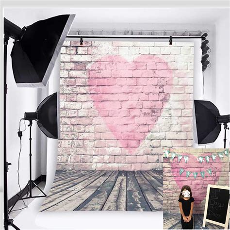 Buy Binqoo 5x7ft Pink Heart Brick Wall Backdrop For 2023 Valentines