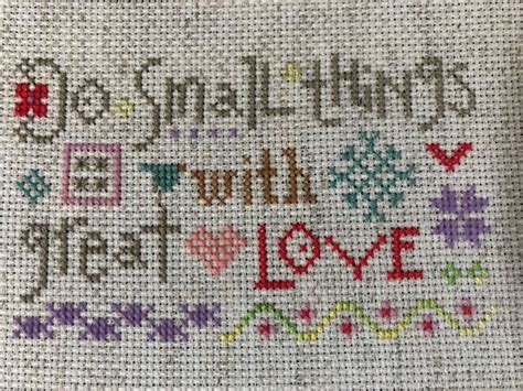 Completed Cross Stitch Lizzie Kate Inspirational Do Small Things With