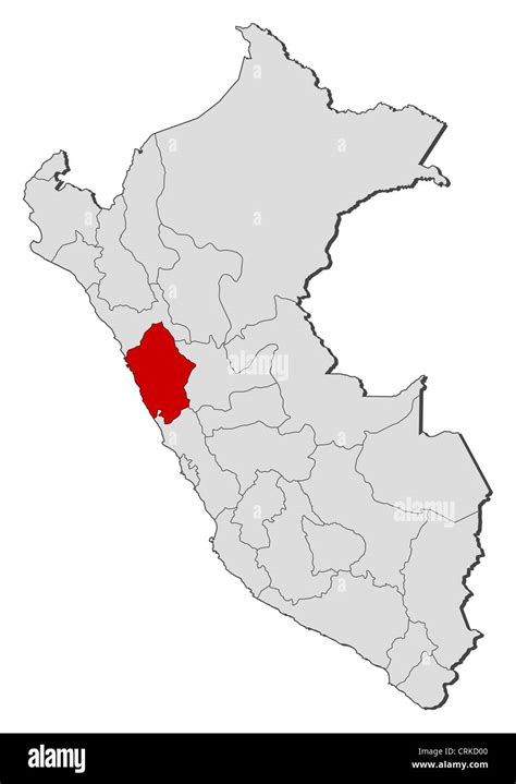 Mapa Político De Perú Con Las Varias Regiones Donde Se Resalta De